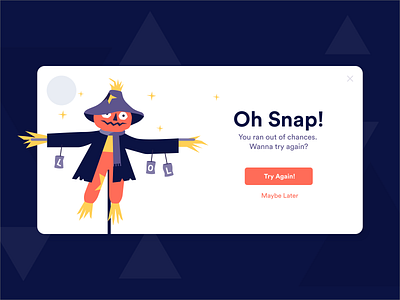 Pop-up / Overlay - Daily UI 016 2d daily ui dailyui dailyui 016 dailyuichallenge dribbble halloween illustration illustrations modal modal box oh snap overlay popup scarecrow try again vector xd