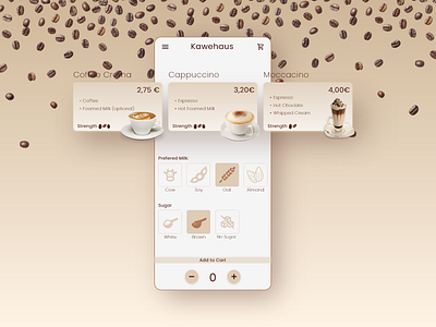 Kawehaus - Online Café adobe illustrator adobe xd adobexd app cafe coffee coffee shop illustration mobile app design mobile design mobile ui online shop online store ui ui ux ui design uidesign