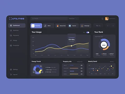 Public Services Dark Theme // Web App Concept app card clean dark mode dark theme dashboard dashboard app design flat minimalism payment product design project dashboard ui utilities ux web web app web design