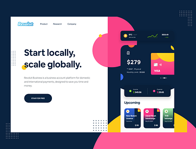 Revolut Landing Page Exploration bank banking color credit card dark mode debut dribbble finance landing page ui landingpage landingpagedesign revolt revolthemes revolut transaction uiux web