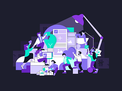Main illustration build new company building process company building company illustation digital company digital strategies emphatic and digital emphatic company interface interface illustration modern company new company purple illustration