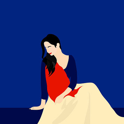 Waiting Indian Girl art artwork clothing illustration colorful culture design dribbble illustration illustrator indian culture minimal self illustration vector