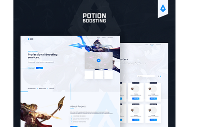 Potion Boosting / (UI/UX concept) adobe xd blue design elegant league of legends logo minimal ui ux vector web web design website white