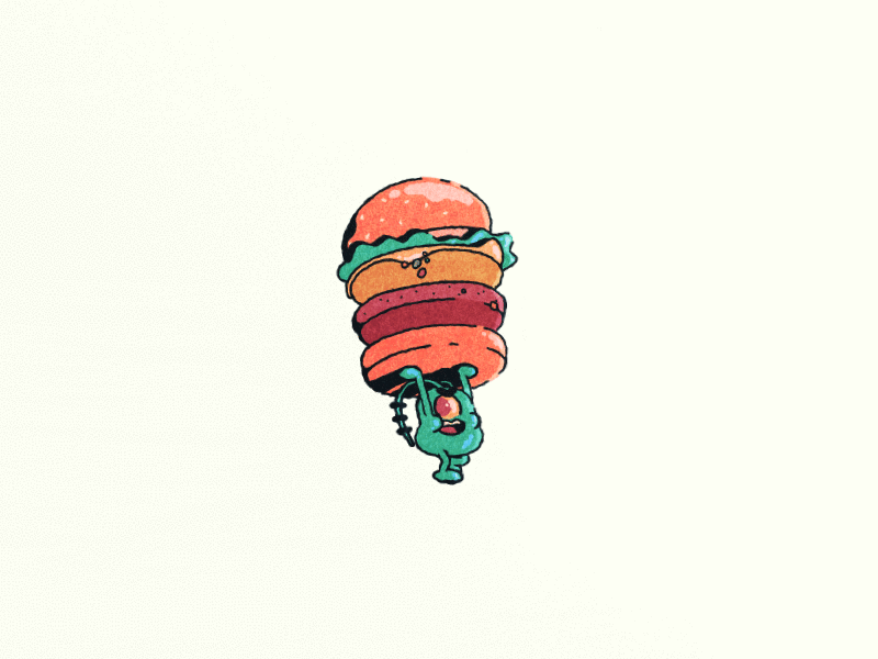 Plankton! 2d animation after effects bounce bun burger character animation eye krabby patty lettuce motion design motion graphics patty run runcycle spongebob spongebob squarepants