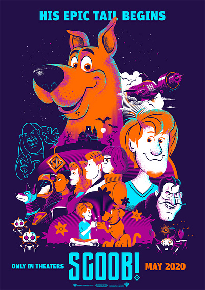 SCOOB! Movie Poster alternative movie poster art dccomics design digital art graphic design hanna barbera illustration movie poster retro scooby doo texture vector