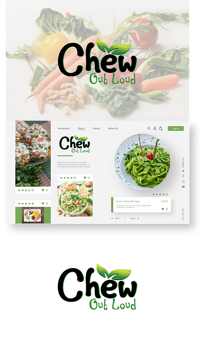 "Chew Out Loud" organic food farm logo 2d 3d animation app art brand branding flat food green icon illustration illustrator logo organic typography ui ux web website