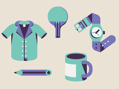 Object's icons bowling design icon icon design icon set illustration mug paddle pencil pingpong shirt swatch vector