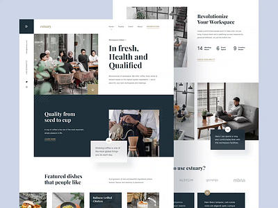 Estuary - Working Space & Eatery beverages cafe card clean coffee coffee shop design eatery food gallery homepage landing page meeting simple studio ui user interfaces ux website working space