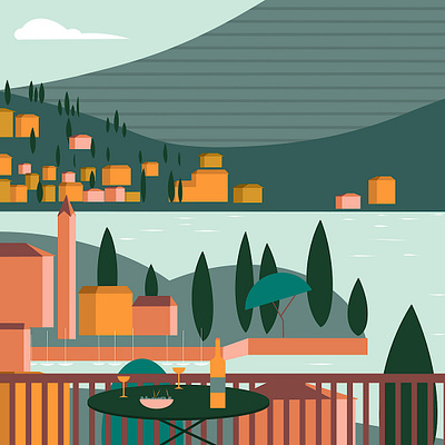 LAGO DI COMO art graphic design illustration italia lake lanscape