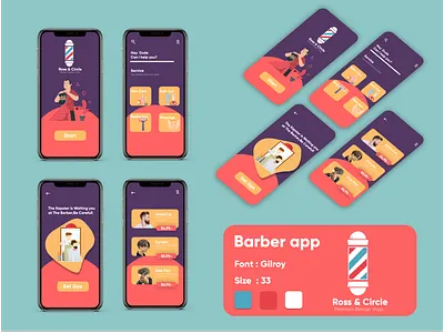 Barber booking app app app design barber beard character grooming hair haircut illustration logo logodesign mobile ui ux