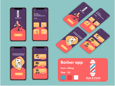 Barber booking app app app design barber beard character grooming hair haircut illustration logo logodesign mobile ui ux