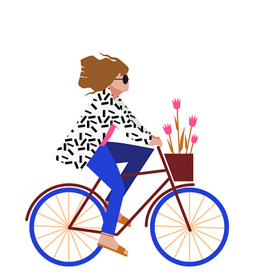 BIKER amsterdam art graphic design illustration vector woman