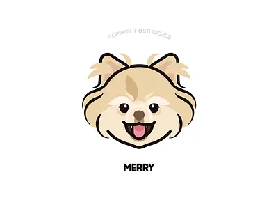 Merry the pomeranian artwork character dog icon illustration logo puppy vector
