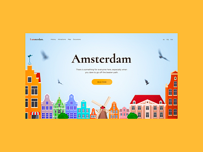 Main page Amsterdam Daily UI design illustration ui web