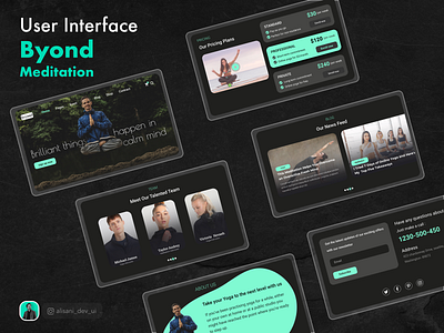 Meditation Website - byond - UI adobexd app application dark dark ui design dribbble flat illustration meditation meditation app parallax ui ui ux userinterface ux uxresearch uxui website design yoga