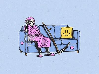 SELF ISOLATION alterfan artist artwork coronavirus coverart designer grim illustrator isolation quarantine reaper selfisolation skeleton skull smile smiley vector