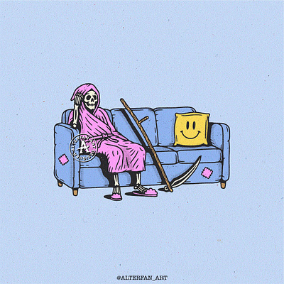 SELF ISOLATION alterfan artist artwork coronavirus coverart designer grim illustrator isolation quarantine reaper selfisolation skeleton skull smile smiley vector