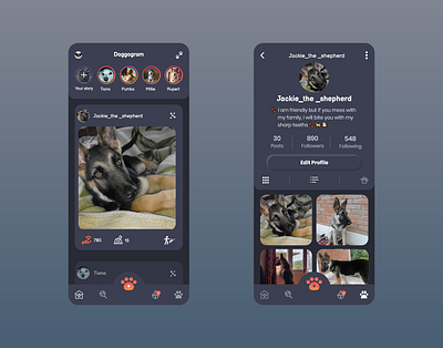 Dog App Design adobexd app app design dailyuichallenge digital dog app dog lover doggo doggogram doggy doggyjobby dogs gradient ui ui design ux