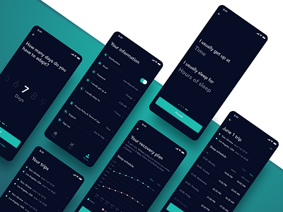 Mobile App to Beat Jet Lag alarm app application dark design mobile product schedule
