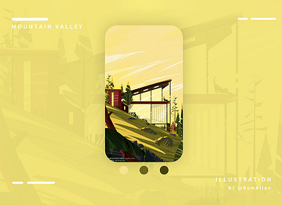 The Mountain Villa design illustration illustrator landscape logo mountain wallpaper