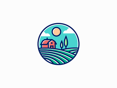 Farm barn branding colorful colors design farm farming flat geometric lines logo mark