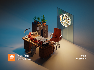 Overtime 3d 3d art blender blender3d dark mode dark theme desk diorama illustration isometric isometric design isometric illustration logo low poly night night mode nightlife office office design