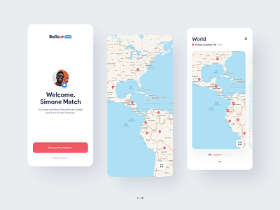 Balloon Travel App Design | iOS and Android app backpack design design app graphic design interface ios iphone map mobile travel ui world