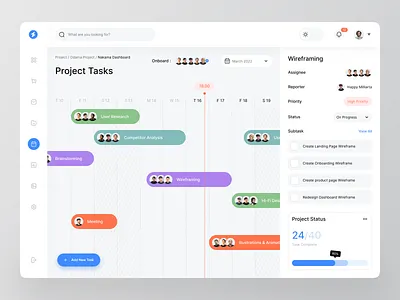 Timeline Project Management Interface card dashboard jira kanban management monday product design productivity project management schedule task task app task list task management tasks timeline timelines to do webapp webapp design