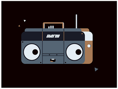 stereo system 90s design flat icon illustration music vector