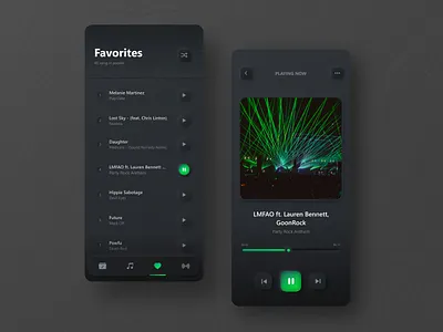 Music App Neumorphsim (Dark Mode) activity app clean concept dark mode design jam figma interface layout mobile mobile app music app neumorphism ui ui design ux