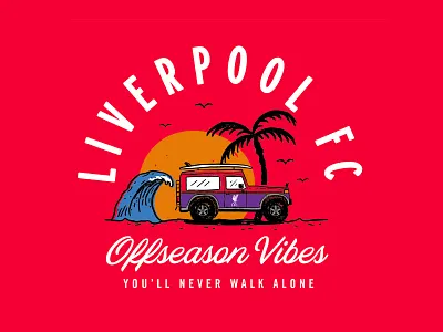 LFC - Offseason Vibes car hand drawn handmade illustration jeep lfc liverpool football club palm tree summer wave