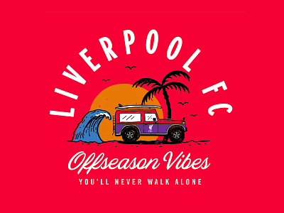 LFC - Offseason Vibes car hand drawn handmade illustration jeep lfc liverpool football club palm tree summer wave