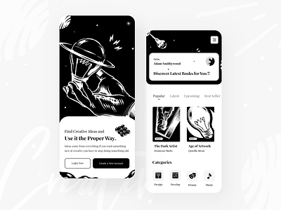 Creative : Mobile UI Exploration app design art artwork black black and white creative dribbble best shot illustration minimalist mobile mobile app mobile app design mobile design mobile ui product product app design typography ui ux user experience userinterface