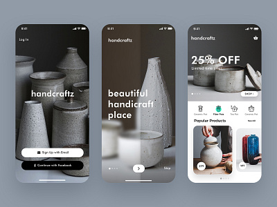 Handicraft Pottery App Design app app design apple application art color design dribbble graphic handicraft illustration ios mockup new ui uiux ux vector