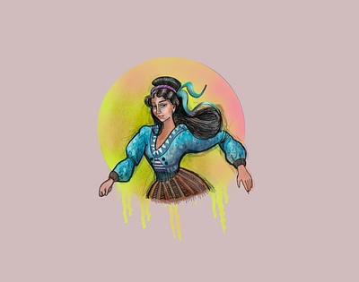 Drippy Sunrise doodle drawing girl illustration procreate sketch
