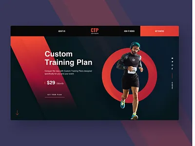 Fitness Training Plan Hero agency ctp custom training plan dark design event fitness fitness app fitness club fitness plan interface marathon minimal portfolio running typography ui ux visual design web