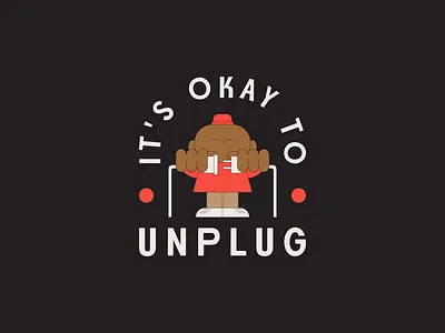 Unplug badge flat illustraion lockup minimal simple