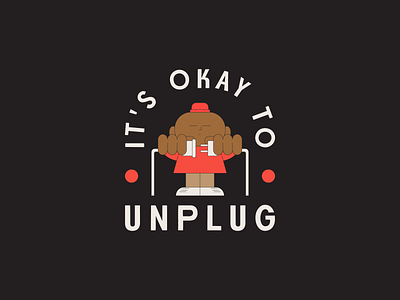 Unplug badge flat illustraion lockup minimal simple