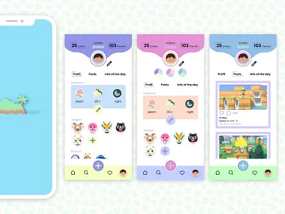 Animal Crossing App animal crossing app cute design figma flat icon illustration illustrator pastel colors phone ui