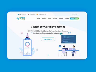 Custom Software Development Website Design animation art branding clean creative design development development agency flat hero banner illustration lottie minimal software specindia ui ux website