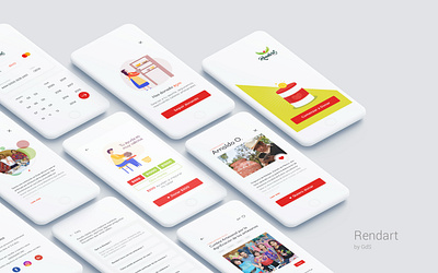 Rendart Donations App Concept app app design concept design donations illustration mobile ui ui design uiux ux ux design wireframe