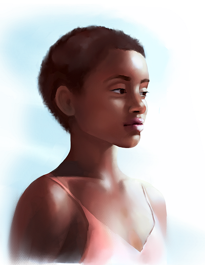 Portrait of a Black Woman beautiful woman black camisole portrait portrait art portrait painting sunlight