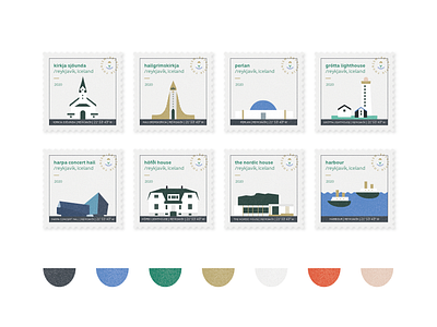 Reykjavik City Branding - Stamps city branding city illustration graphic design illustration stamps