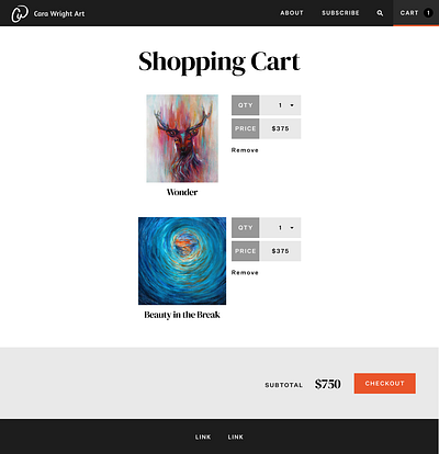 Shopping Cart for Art art fineart online shop shopping cart web web design