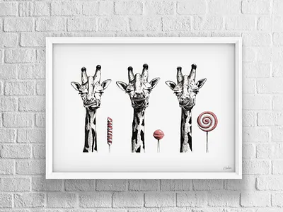Isaura, Peralta & Magnolia Giraffes from Gum & Fun Animals Serie animal art art artwork design digital art drawing fine pen illustration printing printing design