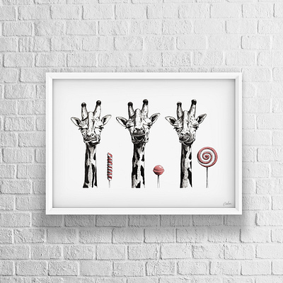 Isaura, Peralta & Magnolia Giraffes from Gum & Fun Animals Serie animal art art artwork design digital art drawing fine pen illustration printing printing design