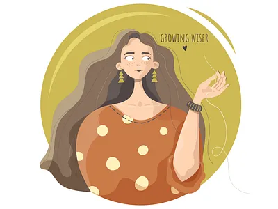 Growing wiser aging character design flat design girl illustration playful portrait vector wisdom woman woman illustration