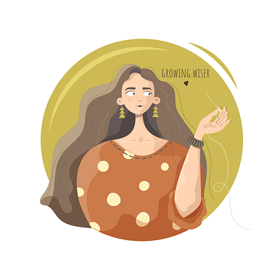 Growing wiser aging character design flat design girl illustration playful portrait vector wisdom woman woman illustration