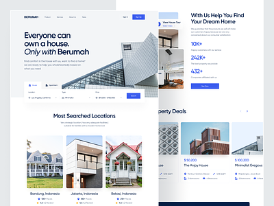 Berumah - Real Estate Landing Page architecture building clean design flat house house finder landing landing page minimal minimalist mortgage property listing property management property website real estate real estate agency residence ui website design