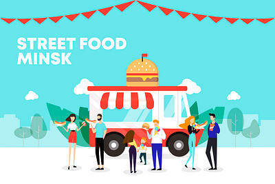 Illustration for the "Street food Minsk" festival app design fashion flat food illustration icon illustration poster ui vector web